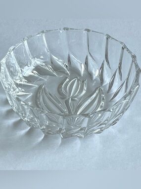 Clear Glass Decorative Bowl with Floral Design